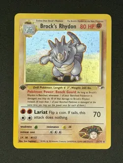 Pokemon Gym Heroes - Brock's Rhydon 1st Edition Holo Rare #2/132 - LP-NM - Image 1