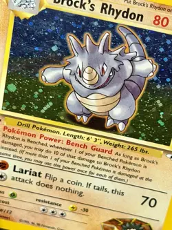 Pokemon Gym Heroes - Brock's Rhydon 1st Edition Holo Rare #2/132 - LP-NM - Image 2