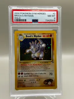 2000 Pokemon Gym Heroes Holo Brock's Rhydon - 2/132 PSA 8 - NM/MINT - Image 1