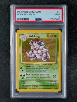 1999 Pokemon NIDOKING 11/102 Base Set Unlimited Holo Vintage English PSA 9 - Image 1