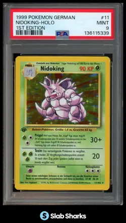 1999 POKEMON GERMAN 1ST EDITION #11/102 NIDOKING HOLO PSA 9 - Image 1