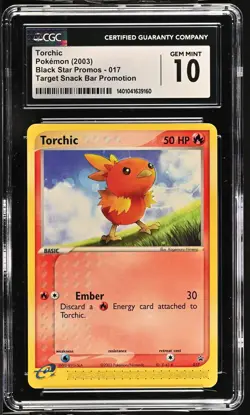 CGC 10 - 2003 Pokemon Nintendo Black Star PROMO Torchic 017 TARGET SNACK BAR EXC - Image 1