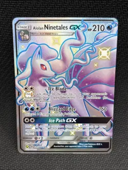 Pokemon TCG Alolan Ninetales GX SV53/SV94 NM Hidden Fates Shiny Vault Full Art - Image 1