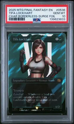 2025 MTG FINAL FANTASY CHARACTER BORDERLESS-SURGE FOIL TIFA LOCKHART PSA 10 - Image 1