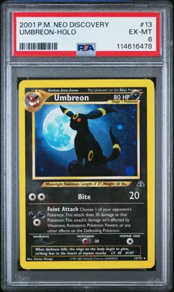 2001 Pokemon Umbreon Neo Discovery Unlimited #13 PSA 6 EX-MT - Image 1