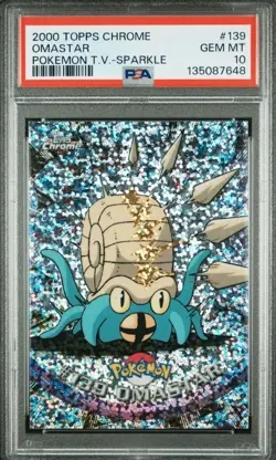 2000 TOPPS CHROME POKEMON T.V. #139 OMASTAR PSA 10 GEM MINT POP 8 WOW - Image 1
