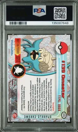 2000 TOPPS CHROME POKEMON T.V. #139 OMASTAR PSA 10 GEM MINT POP 8 WOW - Image 2