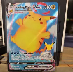 Surfing Pikachu VMAX 009/025 Celebrations Ultra Rare Holo Pokemon Card NM - Image 1