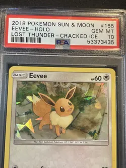 2018 Pokemon Eevee Holo #155 Lost Thunder Cracked Ice 155/214 PSA 10 GEM MINT - Image 2