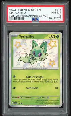 2024 POKEMON SVP EN SV BLACK STAR PROMO #076 SPRIGATITO PSA 8 NM MT - Image 1
