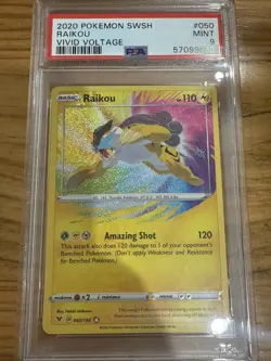 Pokemon Vivid Voltage Raikou 50/185 Amazing Rare Sword & Shield PSA 9 MINT - Image 1