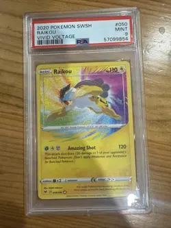 Pokemon Vivid Voltage Raikou 50/185 Amazing Rare Sword & Shield PSA 9 MINT - Image 1