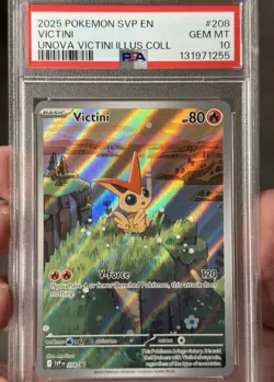 2025 Pokemon BSP Black Star Promo Victini #208 Unova Illustration Rare PSA 10 - Image 1