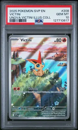 2025 Pokemon SVP Black Star Promo Victini #208 Unova Illus Coll PSA 10 ! - Image 1