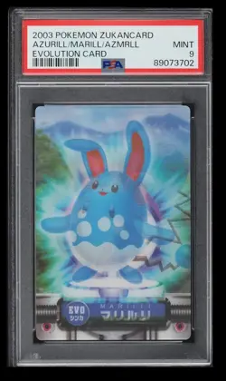 2003 Pokemon Zukancard Azurill/Marill/Azumarill PSA 9 Japanese Evolution Card - Image 1