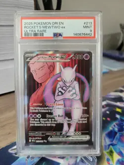 Team Rocket's Mewtwo ex Ultra Rare 213/182 PSA 9 - 2025 Pokemon Destined Rivals - Image 1