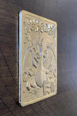 1999 Burger King POKEMON CHARIZARD 23k Gold Plated Metal Card Loose COA - Image 3