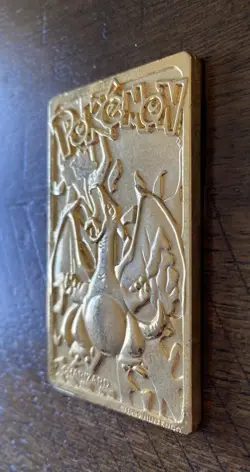 1999 Burger King POKEMON CHARIZARD 23k Gold Plated Metal Card Loose COA - Image 4
