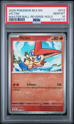 PSA 10 Victini 012/086 Master Ball Reverse Holo Blk En-black Bolt Pokemon Card - Image 1