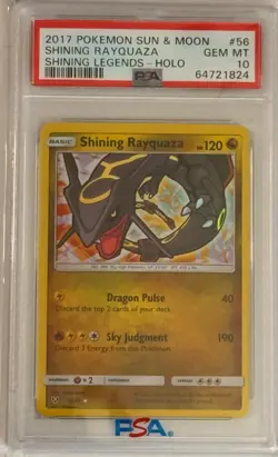 2017 POKEMON SUN & MOON SHINING LEGENDS #56 SHINING RAYQUAZA-HOLO PSA 10 - Image 1