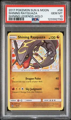 2017 Pokemon Sun & Moon Shining Legends Shining Rayquaza Holo Rare PSA 10 #56 - Image 1