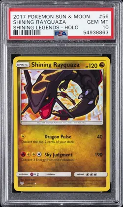 2017 POKEMON SUN & MOON SHINING LEGENDS #56 SHINING RAYQUAZA-HOLO PSA 10 - Image 1