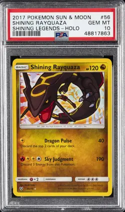 2017 POKEMON SUN & MOON SHINING LEGENDS #56 SHINING RAYQUAZA-HOLO PSA 10 - Image 1