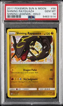 2017 POKEMON SUN & MOON SHINING LEGENDS #56 SHINING RAYQUAZA-HOLO PSA 10 - Image 1
