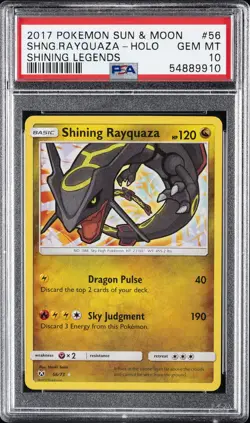 2017 POKEMON SUN & MOON SHINING LEGENDS #56 SHINING RAYQUAZA-HOLO PSA 10 - Image 1