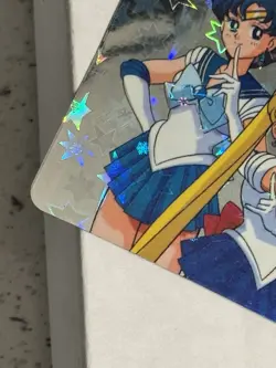 Sailor Moon Mars & Mercury Rare holo-prism Sticker Card 1990s Vintage - Image 3