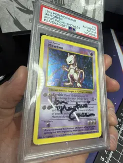 1999 POKEMON #10/102 MEWTWO HOLO SHADOWLESS DAN GREEN PSA AUTHENTIC AUTO 10 - Image 3