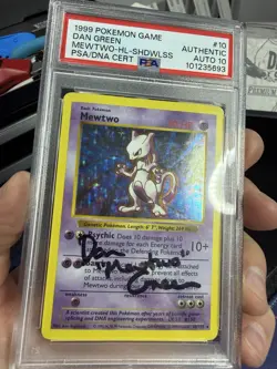 1999 POKEMON #10/102 MEWTWO HOLO SHADOWLESS DAN GREEN PSA AUTHENTIC AUTO 10 - Image 4