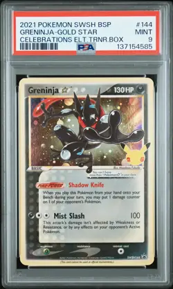 2021 POKEMON SWSH BLACK STAR PROMO #144 GRENINJA-GOLD STAR PSA 9 - Image 1