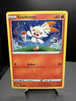Pokemon TCG Sword & Shield Scorbunny 030/202 Cosmos Holo Promo SWIRL NM! - Image 1