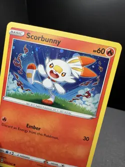 Pokemon TCG Sword & Shield Scorbunny 030/202 Cosmos Holo Promo SWIRL NM! - Image 2