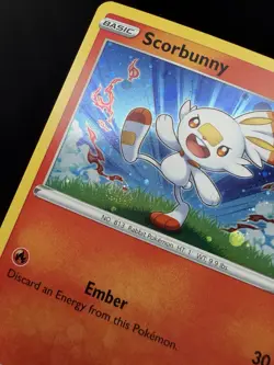 Pokemon TCG Sword & Shield Scorbunny 030/202 Cosmos Holo Promo SWIRL NM! - Image 3