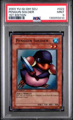 2003 YU-GI-OH! STARTER DECK: JOEY 1ST EDITION #022 PENGUIN SOLDIER PSA 9 - Image 1