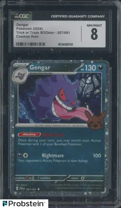 2024 Pokemon Trick or Trade BOOster #057/091 Gengar Cosmos Holo CGC 8 NM-MT - Image 1