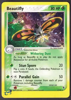 POKEMON TCG BEAUTIFLY 2/109 HOLO RARE EX RUBY & SAPPHIRE LP - Image 1