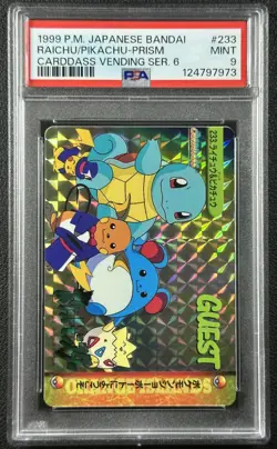RAICHU PIKACHU PSA 9 1998 POKEMON JAPANESE BANDAI #233 CARDDASS VENDING PRISM 73 - Image 1