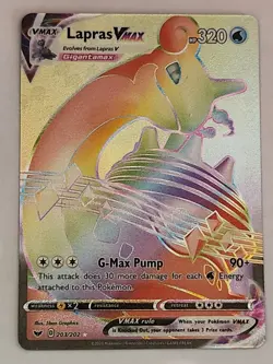Pokemon TCG Lapras VMAX Sword & Shield Base Set 203/202 Holo Secret Rare - Image 1