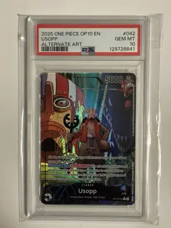 One Piece Usopp OP10-042 Leader Alt Art Royal Blood English PSA 10 - Image 1
