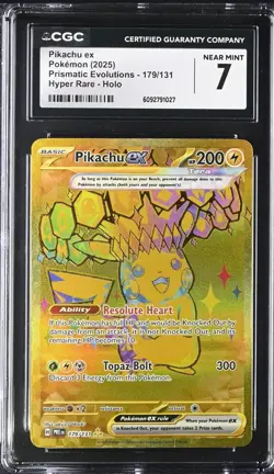 Pikachu EX Prismatic Evolutions 179/131 Hyper Rare Holo Card CGC 7 - Image 1