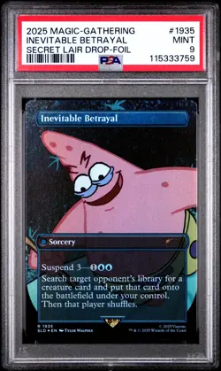 MTG Inevitable Betrayal FOIL SpongeBob Secret Lair Drop (SLD) #1935 PSA 9 Mint - Image 1