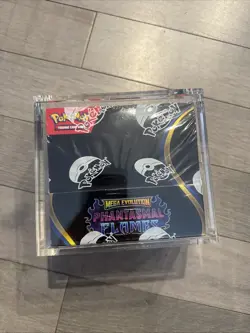 New Sealed Pokemon Mega Evolution Phantasmal Flames Booster Box w Acrylic Case - Image 1