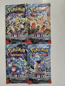 4 x Scarlet & Violet Stellar Crown - Sealed Booster Packs - Full Art Set - Image 1