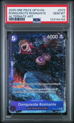 PSA 10 2025 ONE PIECE OP10 ROYAL BLOOD ALTERNATE ART 072 DONQUIXOTE ROSINANTE EN - Image 1