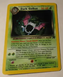Pokemon TCG Team Rocket Dark Golbat 7/82 Holo Card 2000 Played Vintage RARE - Image 2