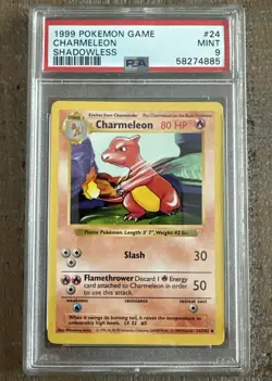 1999 Pokemon Base Set Shadowless Charmeleon PSA 9 24/102 - Image 1
