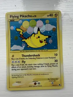 Pokemon TCG Rising Rivals Flying Pikachu Card 113/111 Secret Holo Rare - Image 1